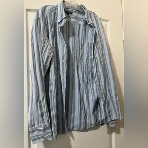 Ted Baker London Blue Stripe Button Up Dress Shirt Men's Size 4 Long Sleeve